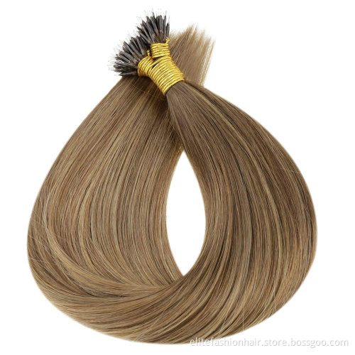 Hot sells straight double drawn No shedding and tangle pre bonded hair extensions Nano tip hair Nano ring Hair extensions